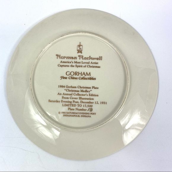 Norman Rockwell Christmas Medley 1984 Coll Edition Limited Gorham plate china - Picture 2 of 3